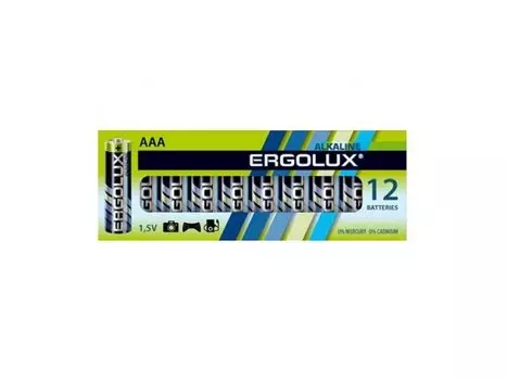 Батарея Ergolux AAA (LR03/24А), 1.5V, 12 шт. (11745)