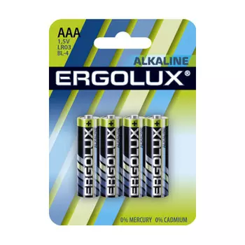 Батарейка Ergolux Alkaline, AAA (LR03/24А), 1.5V, 4 шт. (LR03-BL4)