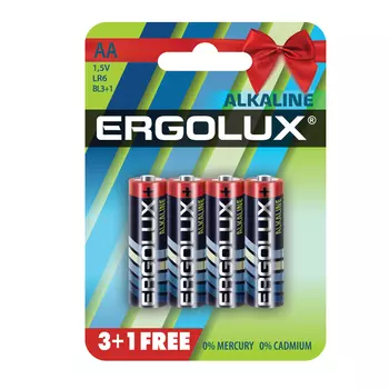 Батарейка Ergolux BL 3+1(FREE), AA (LR6), 1.5V, 4 шт. (12866)