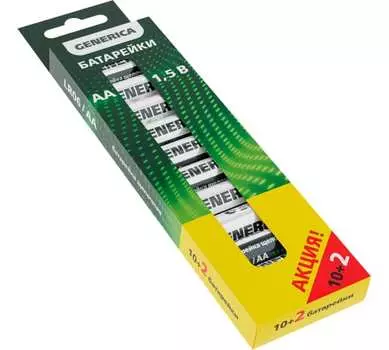 Батарейка GENERICA AA (LR6), 1.5V, 12 шт. (ABT-LR06-ST-B12-G)