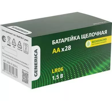Батарейка GENERICA AA (LR6), 1.5V, 28 шт. (ABT-LR06-ST-B28-G)