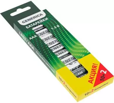 Батарейка GENERICA AAA (LR03), 1.5V, 12 шт. (ABT-LR03-ST-B12-G)