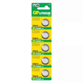 Батарейка GP Lithium, CR2016, 3V, 5 шт