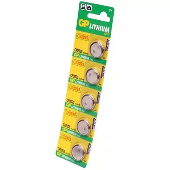 Батарейка GP Lithium, CR2025, 3V, 5 шт