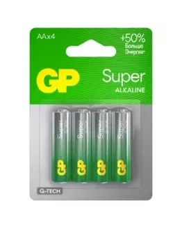 Батарейка GP Super Alkaline, AA (LR6), 1.5V, 4 шт. (4891199226274)