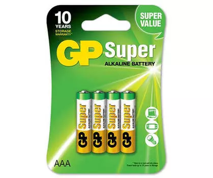 Батарея GP Super Alkaline, AAA (LR03), 1.5V, 4шт