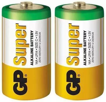 Батарея GP Super, C (R14/LR14), 1.5V, 2 шт. (14A-OS2)