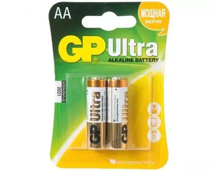 Батарея GP Ultra Alkaline, AA (LR06/15А), 1.5V, 2 шт. (10633_)