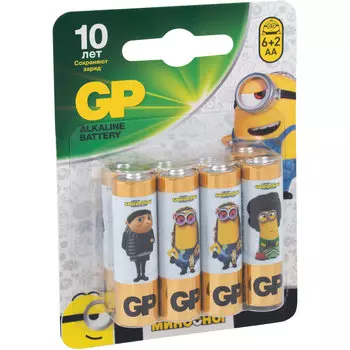 Батарея GP Ultra Миньоны, AA (LR06/15А), 1.5V, 8шт. (15AMN2-2CR8)