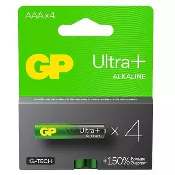 Батарея GP Ultra Plus Alkaline, AAA (LR03), 1.5V, 4 шт. (4891199226366)