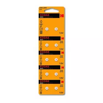 Батарея Kodak Max Button Cell, AG9, 394, LR939, LR45, 1.5V, 10 шт. (B0044714)