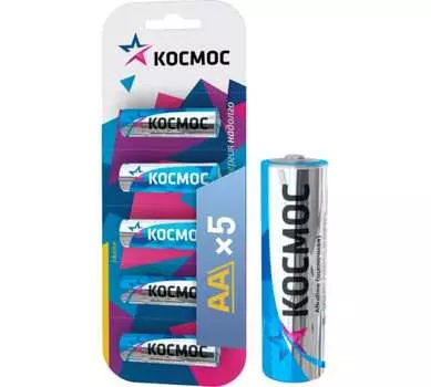 Батарея Космос AA (LR06/15А), 1.5V, 5шт. (KOCLR65BL)