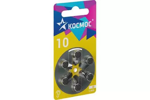 Батарея Космос для слухового аппарата, ZA10, 1.45V, 6 шт. (KOCZA-10BL6)