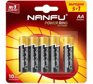 Батарея Nanfu AA (LR6), 1.5V, 6 шт. (LR6-6B(5+1))