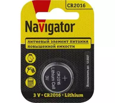 Батарея Navigator CR2016, 3V, 1 шт. (93821)