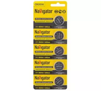 Батарея Navigator CR2016, 3V, 5 шт. (94763)