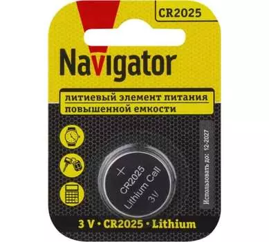 Батарея Navigator CR2025, 3V, 1 шт. (93822)