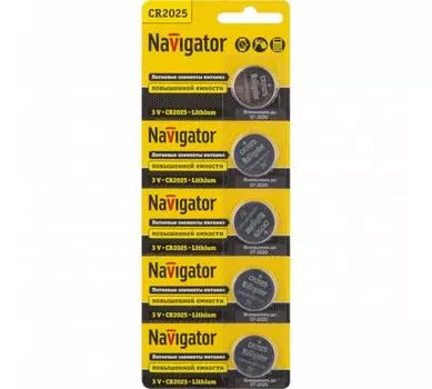 Батарея Navigator CR2025, 3V, 5 шт. (94764)