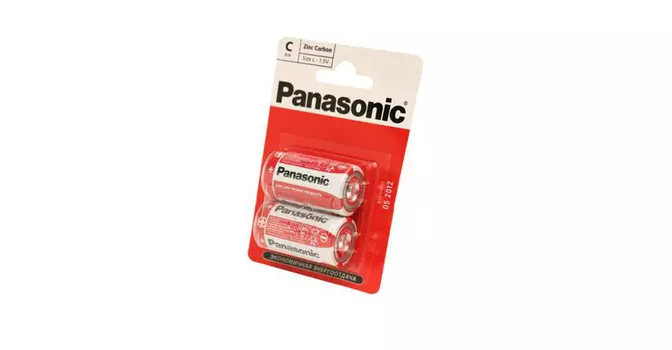Батарея Panasonic Zinc Carbon C/R14, R14, 1.5V, 2шт