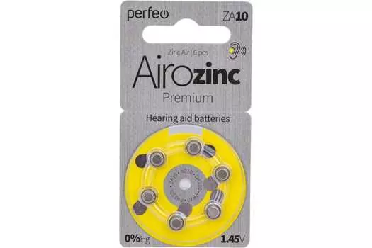 Батарея Perfeo Zinc Air, ZA10, 1.4V, 6шт. (30010660)