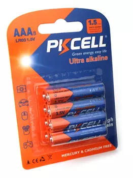 Батарея PKCELL LR03-8B, AAA, 1.5V, 8шт