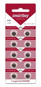 Батарея Smartbuy BUTTON CELLS, AG2,396,LR726,LR59, 1.5V, 10шт. (SBBB-AG2-10B)