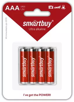 Батарея Smartbuy SBBA-3A04B, AAA, 1.5V, 4шт