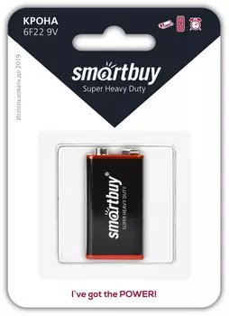 Батарея Smartbuy Super Heavy Duty, крона, 9V, 1шт. (SBBZ-9V01B)