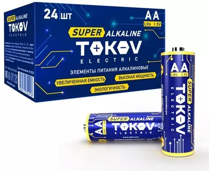 Батарейка TOKOV ELECTRIC AA (LR6), 1.5V, 24 шт. (TKE-ALS-LR6/C24)