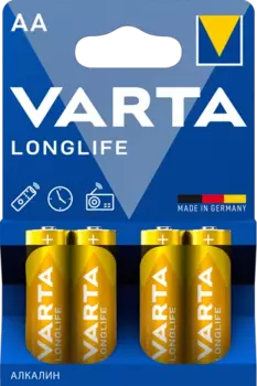 Батарейка Varta Longlife, AA (LR6-20F), 1.5V, 4 шт. (04106101414)