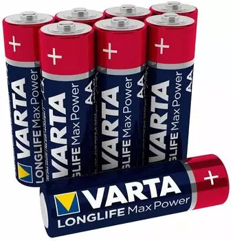 Батарея Varta LONGLIFE MAX POWER, AA (LR6), 1.5V, 8 шт. (04706101428)
