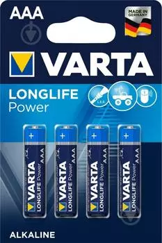 Батарейка Varta Longlife Power, AAA (LR03/24А), 1.5V, 4 шт. (04903121414)
