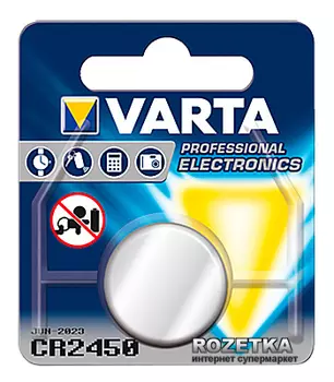 Батарейка Varta Professional Electronics, CR2450, 3V, 1 шт. (06450101401)
