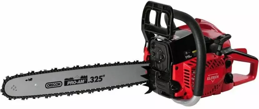 Бензопила Elitech БП 56/18 Prof, 3.5 л.с., бензиновая, шина 45 см, шаг 0.325 дюйма, емкость топливного бака 520 мл, 5.1 кг (202235)