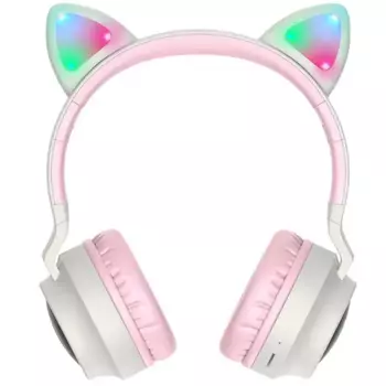 Беспроводные наушники Hoco W27 Cat Ear, Jack 3.5mm, серый/розовый (18457)
