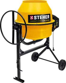 Бетоносмеситель STEHER CM-200, однофазный, 1000Вт объем смесителя 200л, скорость вращения барабана 23 об/мин