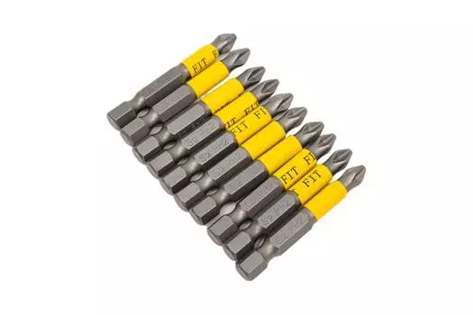 Бита односторонняя FIT Профи PH2, 50 мм, 1/4 (тип Е), магнитная, 10 шт. (57525)