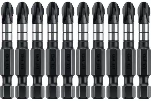 Бита односторонняя Kraftool Impact Pro PH3, 50 мм, 1/4 (тип Е), магнитная, ударная, 10 шт. (26191-3-50-S10)