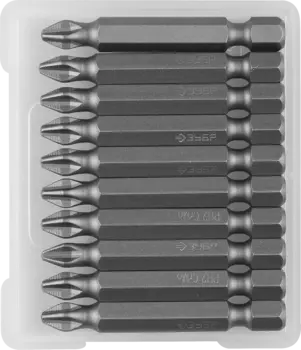 Бита односторонняя ЗУБР Мастер PH2, 50мм, 1/4 (тип Е), 10шт. (26001-2-50-10)