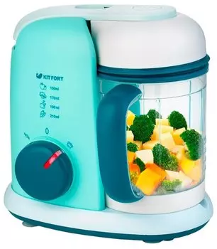 Блендер-пароварка Kitfort KT-2305, 400Вт, 230мл, белый/голубой (KT-2305)