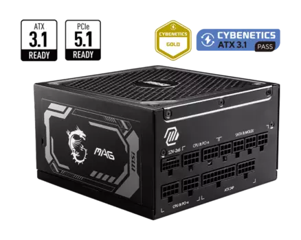 Блок питания 1250 Вт ATX MSI MAG A1250GL PCIE5, 135 мм, 80 Plus Gold, Retail (306-7ZP9A11-CE0)