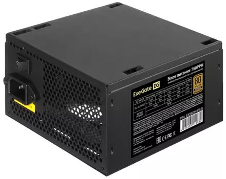 Блок питания 750 Вт ATX Exegate 750PPH-OEM, 120 мм, 80 Plus Bronze, Bulk (OEM) (EX292343RUS-OEM)