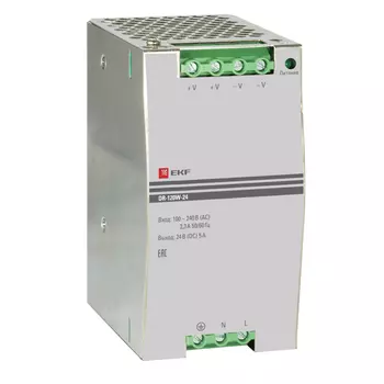 Блок питания EKF DR-120W-24, 24В для на DIN-рейку, серый (DR-120W-24)
