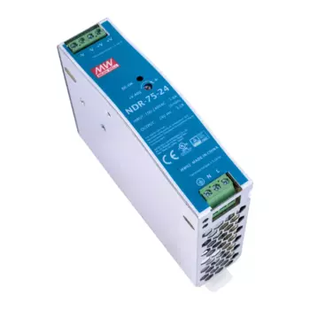 Блок питания Mean Well NDR-75-24, на DIN-рейку, 24В, 3,2 А, 75Вт, голубой/серебристый (NDR-75-24 MW)