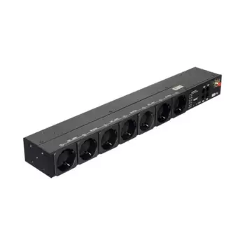 Блок распределения питания, кол-во розеток: 7 (7xЕвро), 16A, черный, выключатель, кабель питания 1.8 м, NetPing 888S0201 (888S0201)