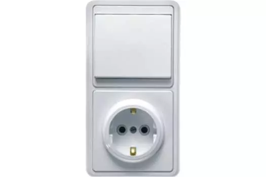 Блок розетка+выключатель Кунцево-Электро Бэлла БКВР-031, выключателей: 1, розеток: 1, белый (5819)