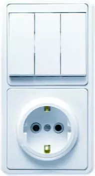 Блок розетка+выключатель Кунцево-Электро Бэлла БКВР-033, выключателей: 1, розеток: 1, белый (5843)