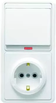 Блок розетка+выключатель Кунцево-Электро Бэлла БКВР-056, выключателей: 1, розеток: 1, белый (5821)