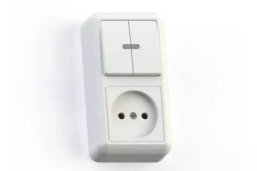 Блок розетка+выключатель Кунцево-Электро Оптима БКВР-431, выключателей: 1, розеток: 1, белый (8063)