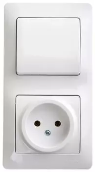 Блок розетка+выключатель Schneider Electric GLOSSA, выключателей: 1, розеток: 1, белый (GSL000160)
